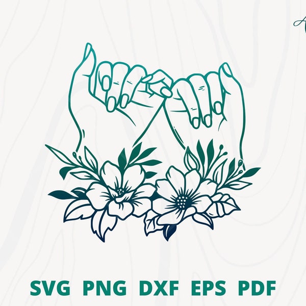 Best friend svg, soul sister svg, bestie svg, friend hands svg, best friend wall decor, floral girl's hand svg, girl's finger clip art