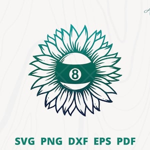 Billiards svg, sunflower Billiards svg, floral Billiards svg, Billiards in sunflower, Billiards ball svg, floral sports, Billiards mom svg