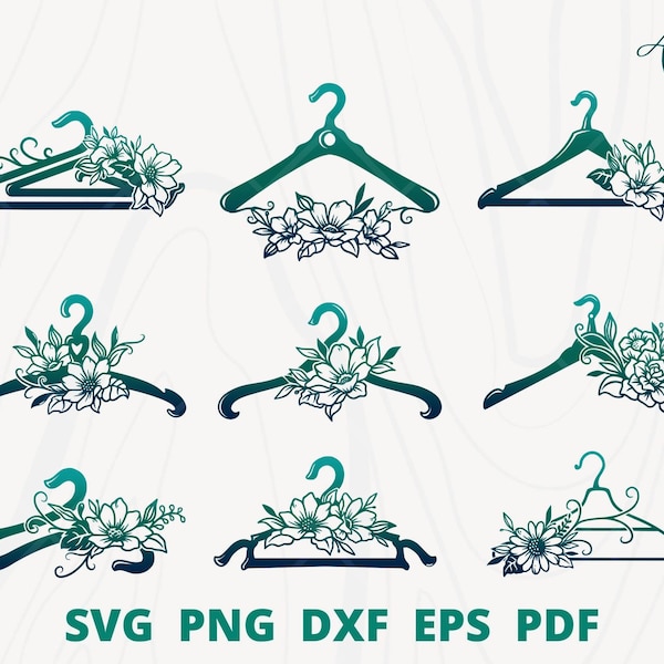 Hangers svg bundle, floral hangers svg, clothes hanger svg, fashion logo, boutique logo, fashion store wall decor, fashion hangers svg