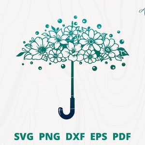 Umbrella svg, Umbrella with flower svg, Rain svg, Floral Umbrella svg, Umbrella shop wall decor, Umbrella girl svg, wedding umbrella svg