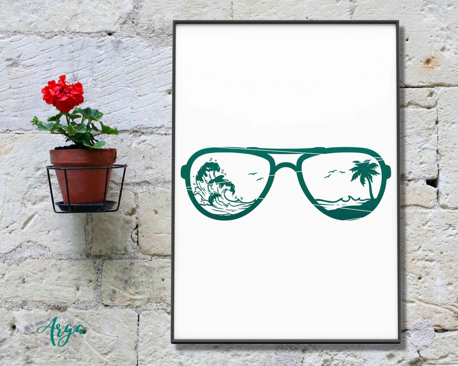 Sunglasses Beach Svg Wave Scene Svg Sunglasses Wave Svg Etsy