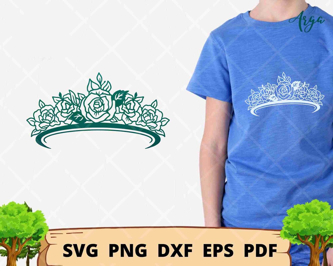 Roses Crown Svg Flower Crown Svg Princess Crown Svg Floral Etsy