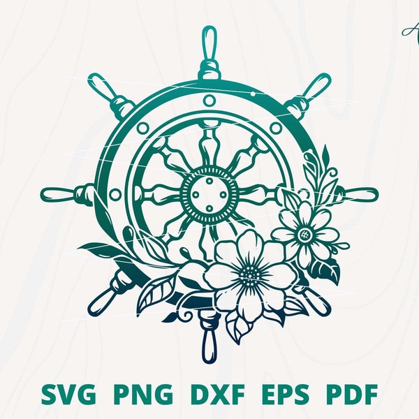 Ship Wheel svg, Steering Wheel svg, Flower Ship Wheel svg, Ship Wheel Cut file, Captains Wheel svg, Floral Wheel svg, Ship Wheel Clip art