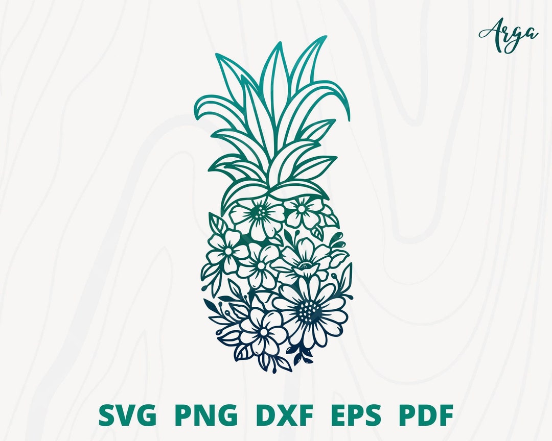 Floral Pineapple Svg, Pineapple With Flower Svg Cut File, Pineapple