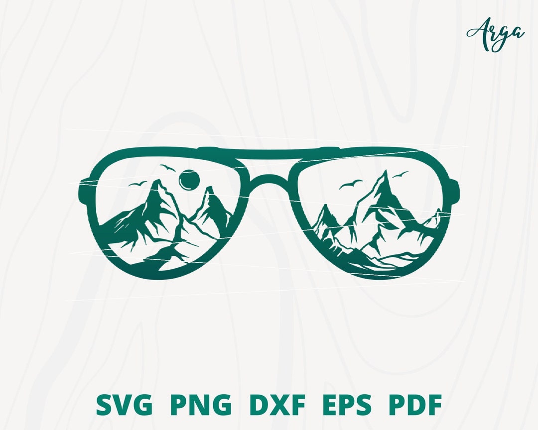 Sunglasses Mountain Svg, Mountain on Glasses, Mountain Scene Svg, Eye