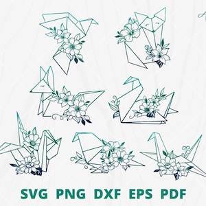 Origami svg Bundle, Origami with flower svg, paper craft svg, Flower Origami svg, Origami Paper svg, Origami or handcraft logo