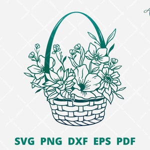 Spring svg, Flower Basket svg, flower in basket wall decoration, florist logo, floral basket cut file, wedding decoration svg