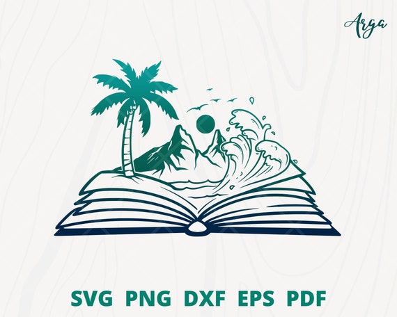 Book svg design, Beach Book svg, Beach SVG, Beach Scene svg, Book lover svg, Beach on the Book, Reading svg, library & classroom wall decor