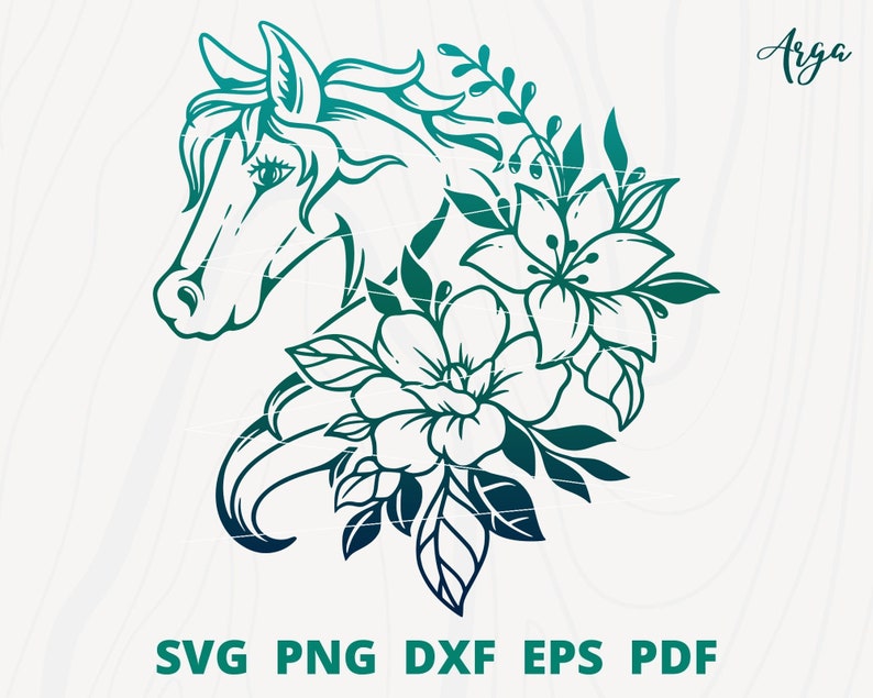 Horse With Flowers Svg Floral Horse Svg Horse Svg Horse Etsy