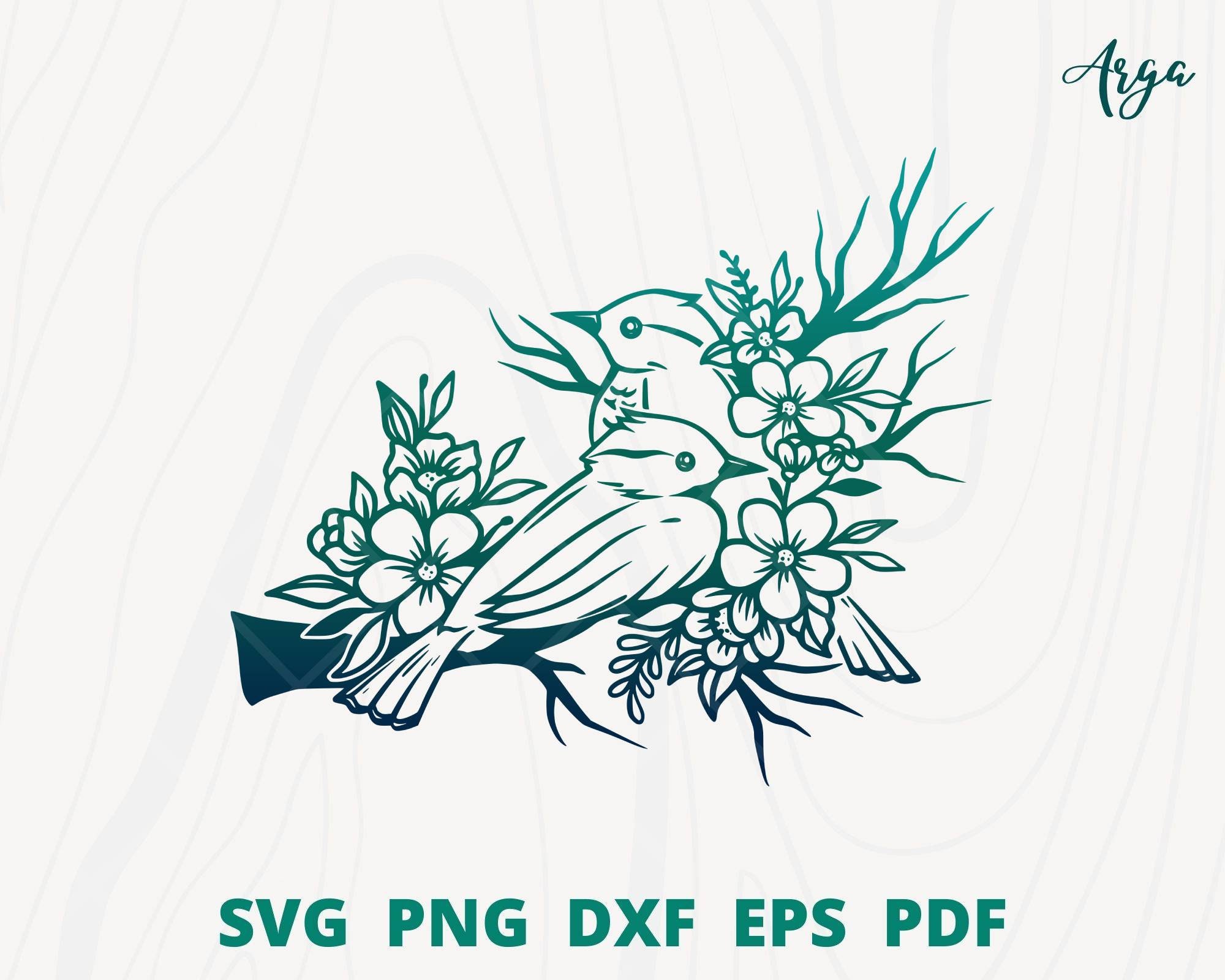 Couple birds on a branch svg, birds in romantic scene svg, Birds in love svg, birds wedding decoration, birds with flower svg