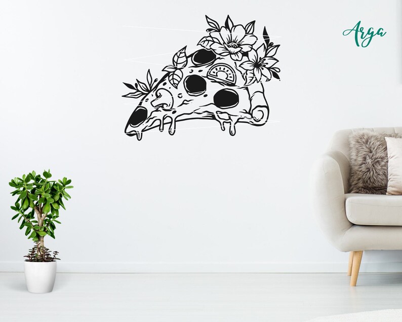 Pizza Svg Pizza With Flower Svg Pepperoni Svg Food Svg Etsy