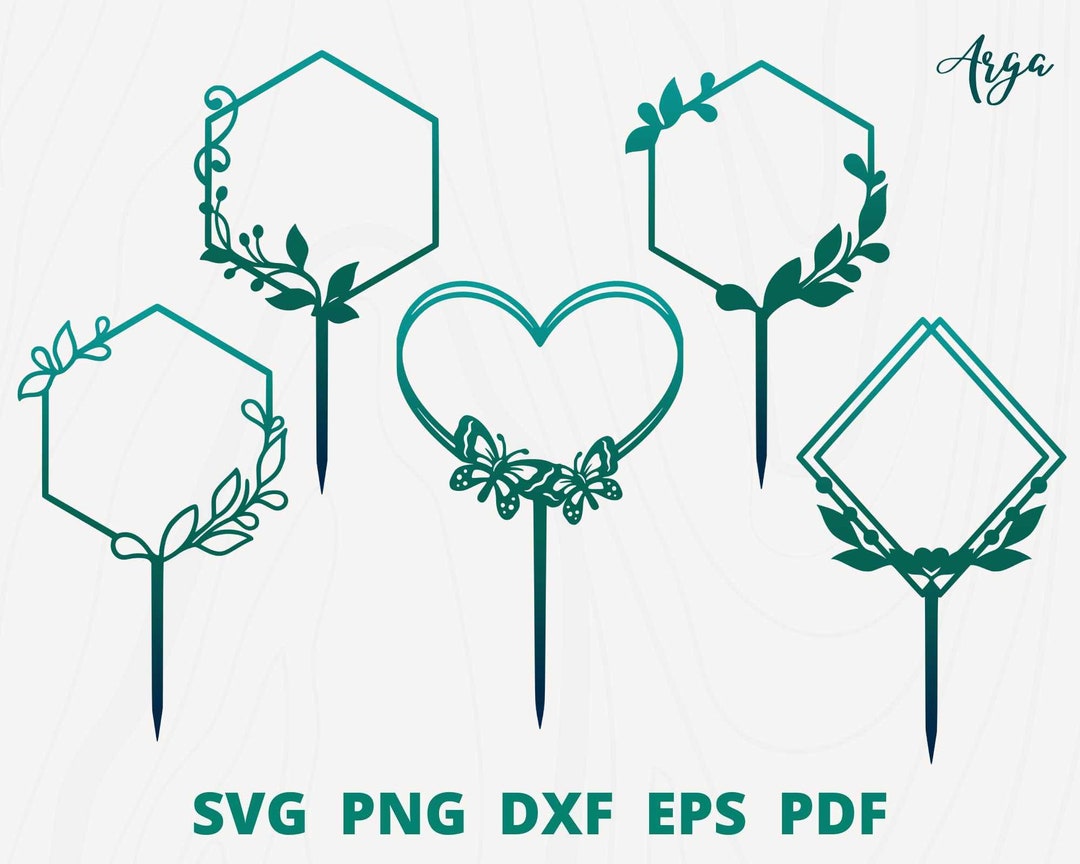 Cake Topper Svg, Birthday Topper Svg, Frame Topper, Flower Wreath Svg ...