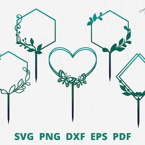 Cake topper svg, birthday topper svg, frame topper, flower wreath svg, wreath cake topper svg, circle round svg, circle frame svg.