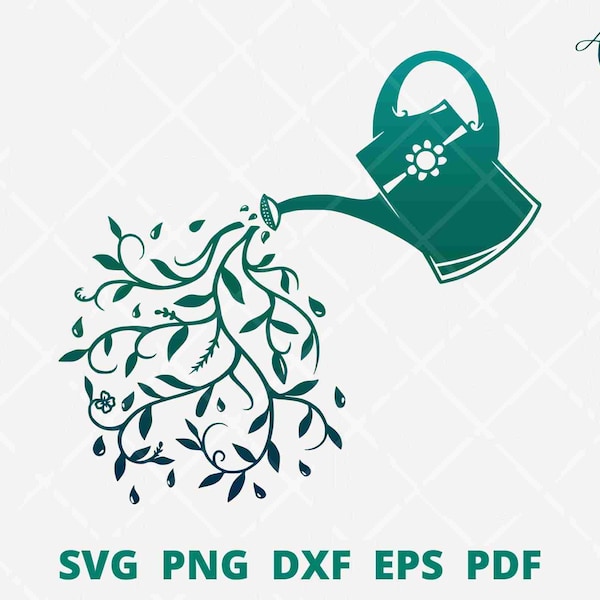 Spring svg, Spring wall decor, Watering can svg, floral watering can, Gardening SVG cut file, gardener shirt svg, botanical wall decor