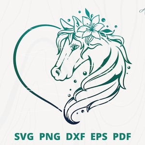 Horse heart svg, horse with half heart svg, love horse svg, horse svg, horse head svg, horse silhouette, horse wall decor, horse vector