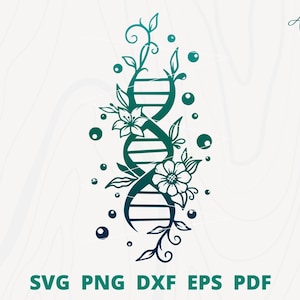 Svg d&#39;ADN, ADN de molécule, svg d&#39;ADN de fleur, svg de Science, svg d&#39;ADN floral, svg d&#39;ADN génétique, svg médical, ADN Clipart, décor de salle de cours de biologie