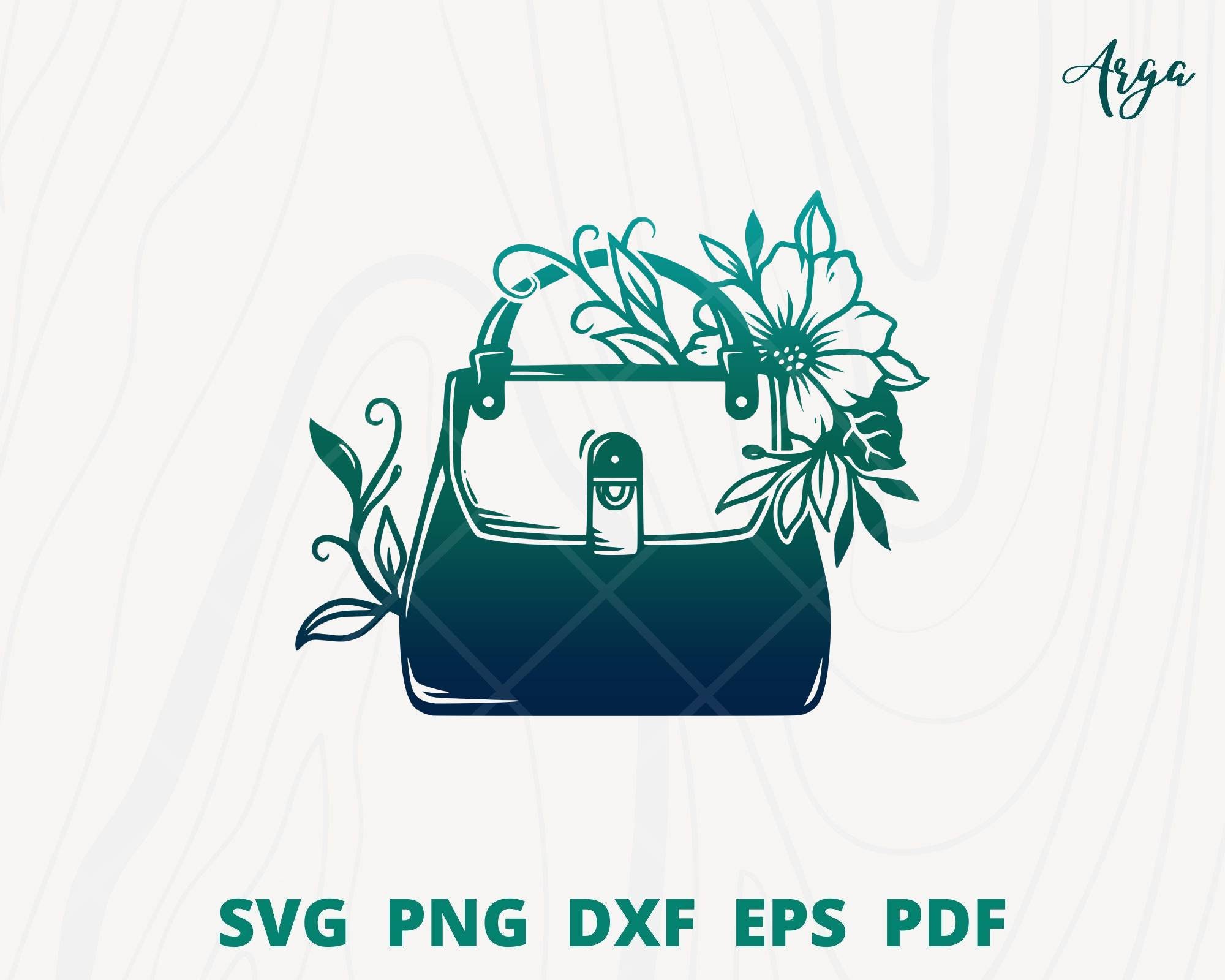 Hand bag svg, Woman's bag svg, floral bag svg, Woman's bag wall decoration, bag store logo, Woman's bag with flower cut file, hand bag png