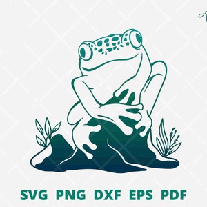 Fichiers SVG de grenouille mignonne, grenouille florale svg, grenouille avec fleur, tête grenouille svg, clip art de grenouille, fichiers svg de grenouille pour cricut et silhouette, frog png