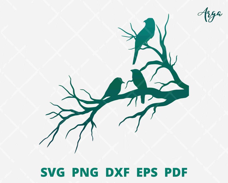 Bird on dry branch, Bird on a branch svg, Bird life scene, silhouette of Birds svg, Bird Silhouette, Bird Cut file svg, Bird in love svg image 1