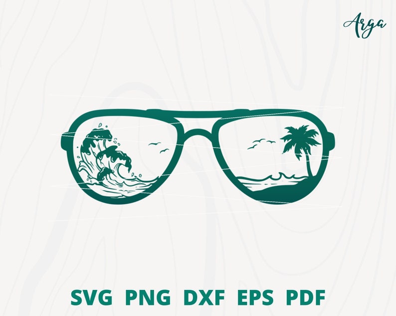 Sunglasses Beach Svg Wave Scene Svg Sunglasses Wave Svg Etsy