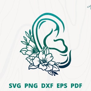 人間の耳、花の耳 svg、耳 svg、花の付いた耳 svg、耳鼻咽喉科医 svg、聴覚学者 svg、耳の壁の装飾、耳のイラスト