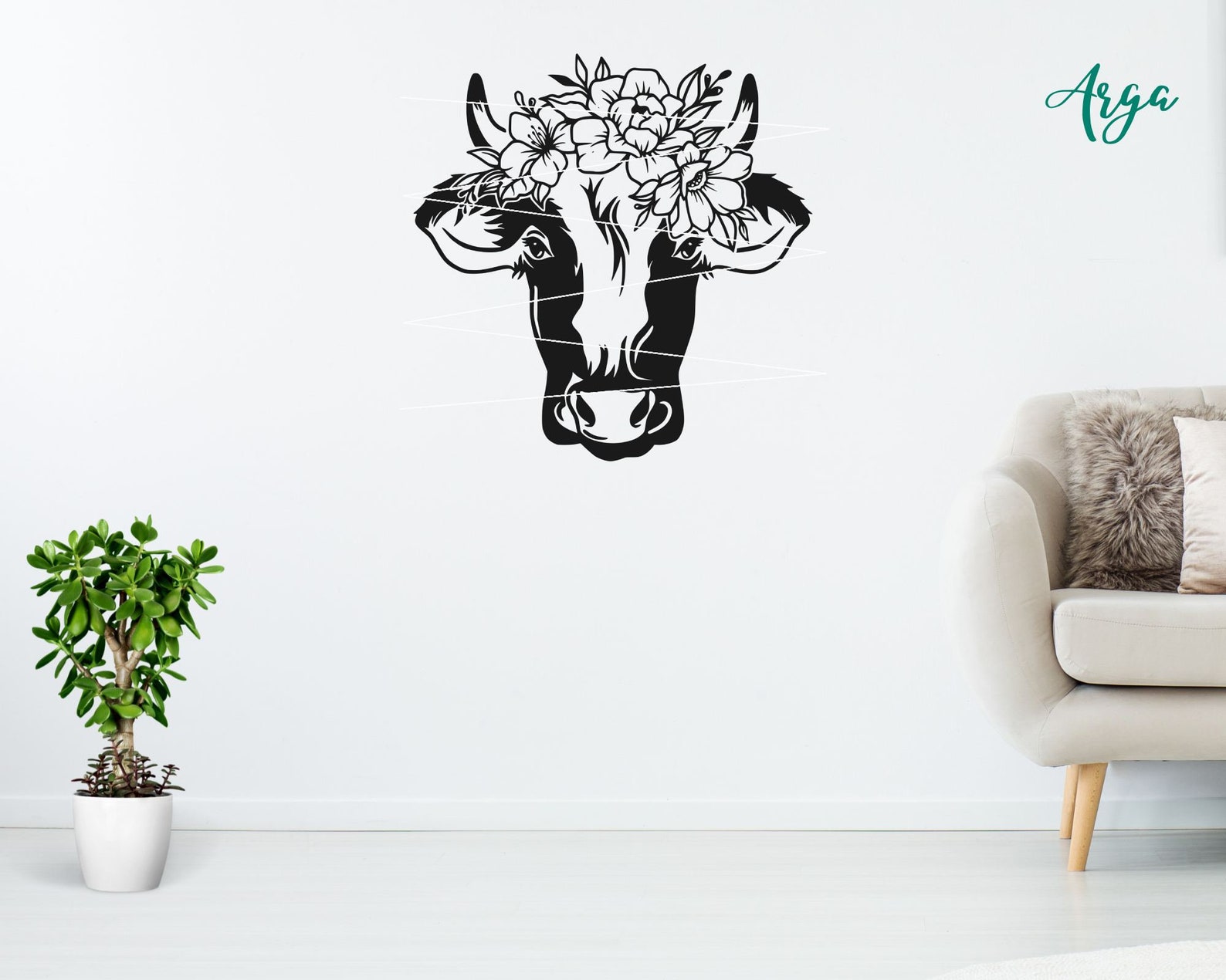 Cow Head With Flower Svg, Cow Svg, Floral Cow Svg, Farm Animal Svg, Cow ...