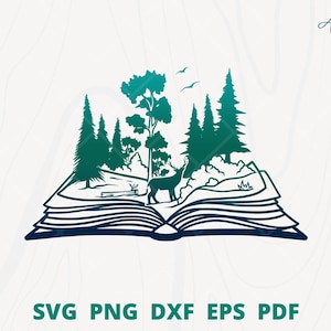 Forest Book svg, Forest Scene SVG, Book lover svg, Forest svg file, Forest cut file, Woodland svg, save the forest, classroom decor