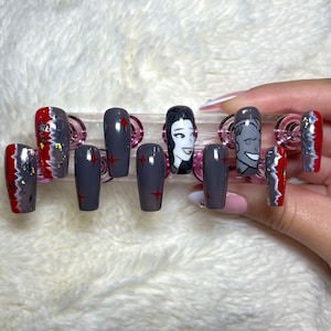 B&W Superhero Press On Nails