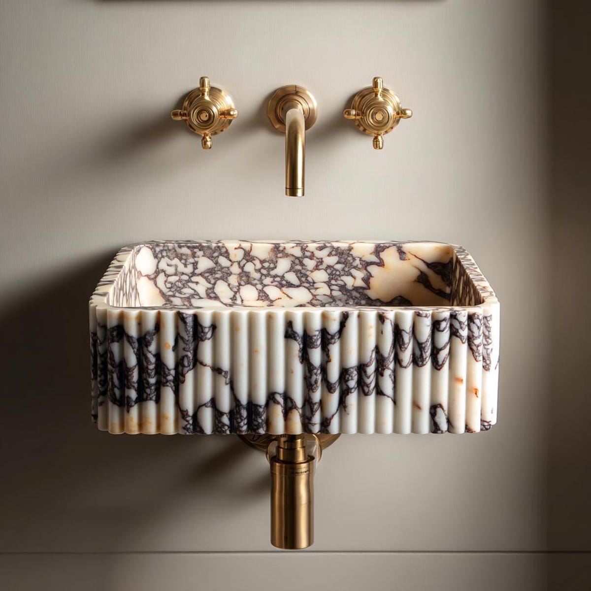 Calacatta Viola Marble Sink, Customizable Wall Mounted Bathroom Sink - Etsy