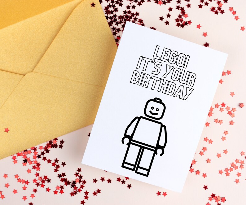 Printable Birthday Card - Color Me in Lego Birthday Card, Kids ...