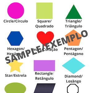 Learn Brazilian Portuguese kids Shapes Game PDF Digital downloadable printable