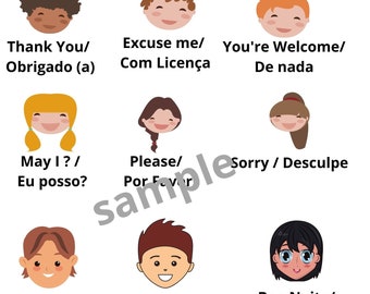 Learn Brazilian Portuguese kids Good Manners Game PDF Digital downloadable printable