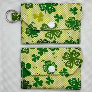 Mini billetera Four Leaf Clover 4H, billetera de tarjeta de tela hecha a mano, estuche anticonceptivo reutilizable