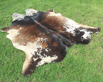 Alfombra de piel de vaca tricolor auténtica, alfombra de piel de vaca brasileña, alfombra de piel de vaca tricolor, alfombra de piel con pelo tricolor