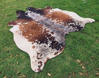 Alfombra de piel de vaca tricolor genuina, alfombra de piel de vaca brasileña, alfombra de piel de vaca tricolor, alfombras de piel de vaca tricolor con pelo