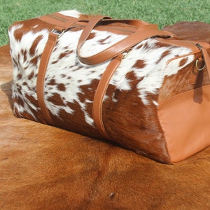 Grand sac de voyage en cuir de vachette Cadeau pour homme Sac de week-end en peau de vache pour femme Sac de voyage en cuir véritable Sac en cuir de vachette
