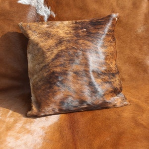 Brindle Cowhide Cushion Covers Exotic Cowhide Pillow Cover Cowhide Pillowcases 16 x 16 Brown Brindle