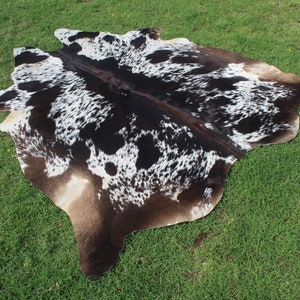 Genuine Tricolor Cowhide Rug Real Cowhide Rug Tricolor Cowhide Rug Hair on Cowhide Rug 5 x 6