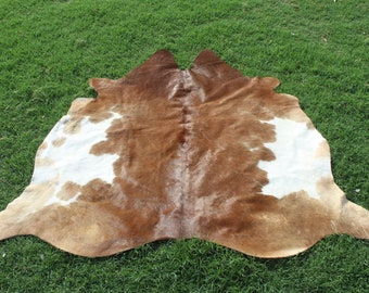 Genuine Cowhide Rug Brown and White Cowhide Rug Hair on Hide Cowhide Rug 5 x 5 Brazilian Cowhide Rug