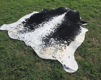 Real Cowhide Rug Hair on Cowhide Rug Black and White Cowhide Rug Genuine Cowhide Rug Hair on Hide Rug
