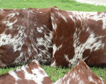 Set Of 2 Cowhide Pillow Covers Brown And White Cowhide Pillow Covers 16 x 16 Hair On Cowhide Real Cowhide Cushion Cover