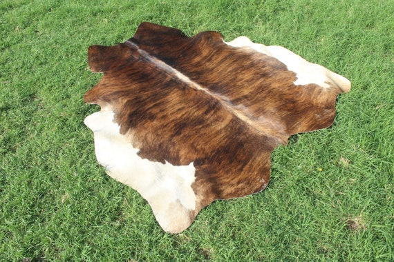 Brindle Cowhide Rug Brazilian Cow Hide Rug Real Cow Skin Rug Brindle Cowhide Floor Rug 4.5 x 4.5 As Picture