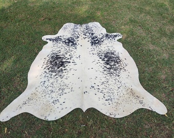 Genuine Cowhide Rug Speckled Cowhide Rug Black and White Cowhide Rug Hair on Hide Rug Real Cowhide Rug