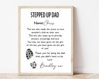 Personalised Step Dad Print Gift | Custom Stepdad Wall Art | Thank You Step Dad Present | Father’s Day Step Dad Gift | A4 | A5