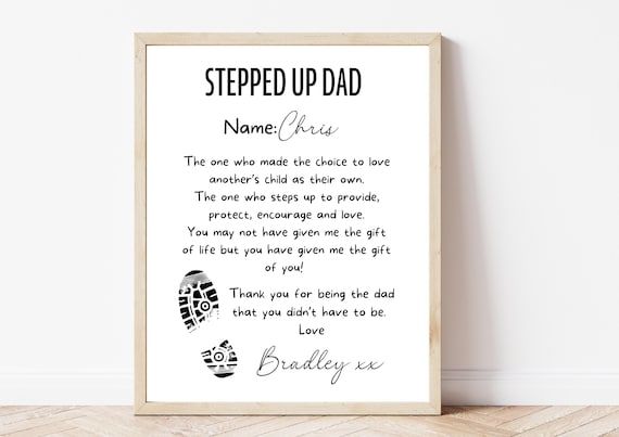Personalised Step Dad Print Gift | Custom Stepdad Wall Art | Thank You Step Dad Present | Father’s Day Step Dad Gift | A4 | A5
