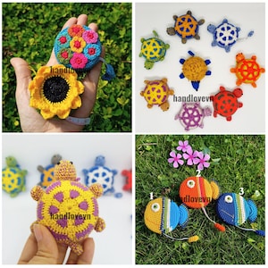 Crochet Turtle tape measure, Fish ruler, craft animal tape measure, Education Toys Montessori, personalized gift for grandmother, kid, nurse