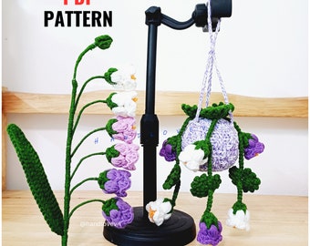 PATTERN: Instructions for crocheting a Lily of the valley hanging planter, cute car rear view mirror, home/office decor, mother's day gifts