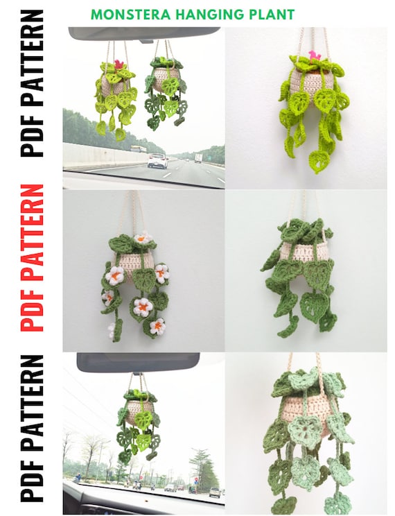 PATTERN: Step-by-step Instructions for Crocheting a Monstera Leaf Hanging  Planter With Daisy Flower, Cute Car Rear View Mirror, Home Decor - Etsy  Hong Kong