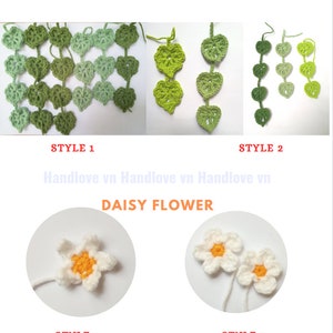 PATTERN: Step-by-step instructions for crocheting a Monstera leaf hanging planter with daisy flower, cute car rear view mirror, home decor image 7