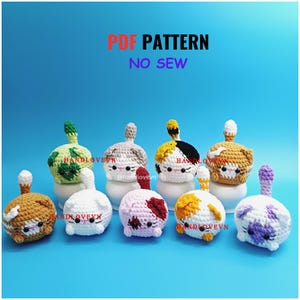 PATTERN: Bundle 7in1 PDF file, no sew cat amigurumi, cute chubby kitties, loaf cat pattern, gifts for kids, pet lovers